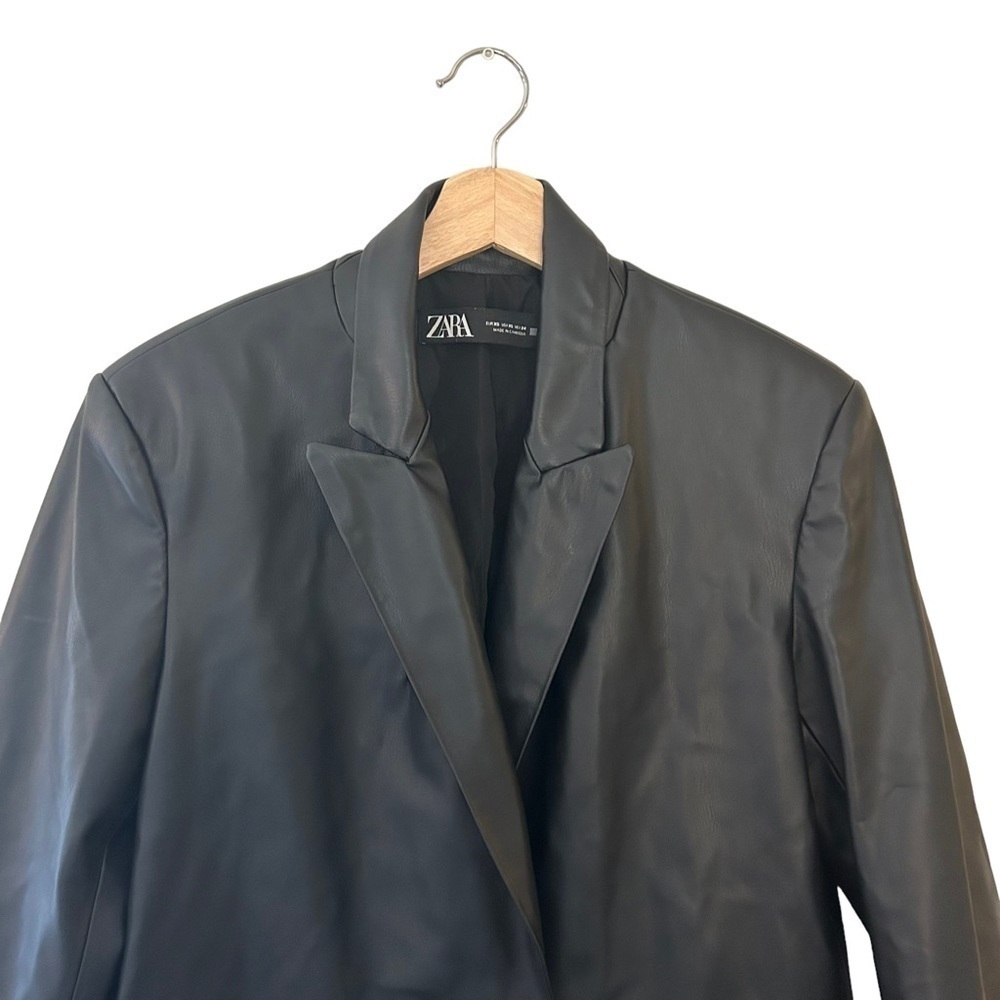 Zara Jacket Black Size XS Vegan Leather Oversized - Picture 2 of 7